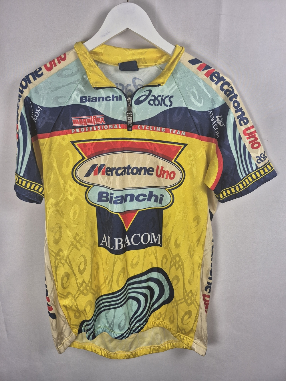 Asics Mercatone Bianchi Uno Yellow Cycling Jersey Size XXL